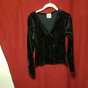 90'S BODY SHOP- DEEP V VELOUR TOP/M/EGPLC